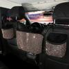 eing Crystal Car Organizers and Storage Purse Holder, Car Seat Back Net Handbag Accessories with Bling Diamonds for Women, Car Pet Barrier for Dogs and Kids, Gold view 3