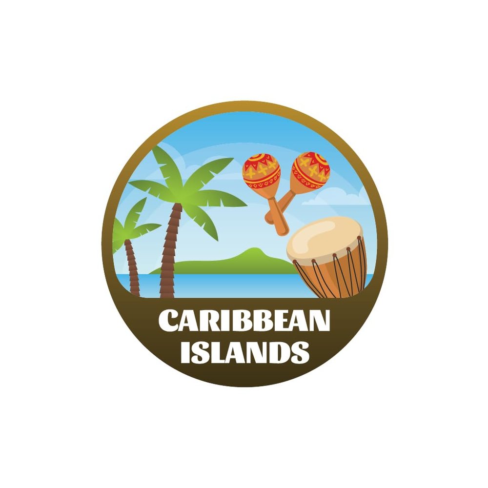 Caribbean Islands 3 inch Sticker, S423 (Waterproof Vinyl Decal for Car, Water Bottle, Laptop, iPad, Window, Cooler, Luggage, Bumper, Toolbox, Locker), 3 inch