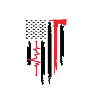 Thin Red Line American Flag|Firefighter Flag with Heatrbeat|Great Gift Idea|Decal Sticker|2 Pack|5 Inch Stickers|S10171