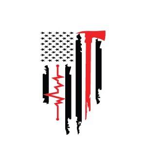 Thin Red Line American Flag|Firefighter Flag with Heatrbeat|Great Gift Idea|Decal Sticker|2 Pack|5 Inch Stickers|S10171