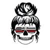 Firefighter Messy Bun Skull with American Flag Sunglasses|Great Gift Idea|Decal Sticker|2 Pack|5 Inch Stickers|S10205 view 1