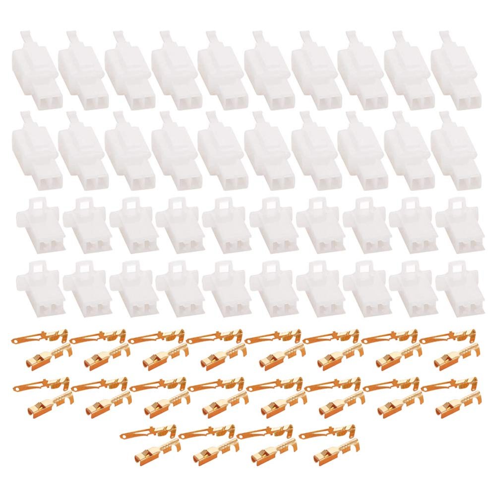 2.8mm 2P Automotive Electrical Wire Connectors Kit Male Female Motorcycle Crimp Wire Terminals 20Pairs,Aicosineg