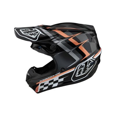Troy Lee Designs SE4 Polyacrylite Adult Motocross Off-Road Dirt Bike Helmet with MIPS, Warped, Black / Copper, Medium