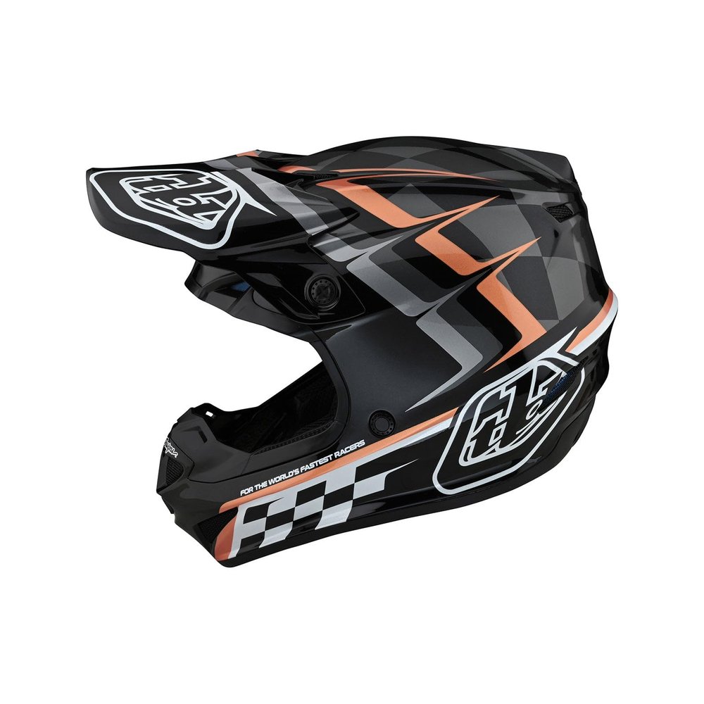 Troy Lee Designs SE4 Polyacrylite Adult Motocross Off-Road Dirt Bike Helmet with MIPS, Warped, Black / Copper, Medium
