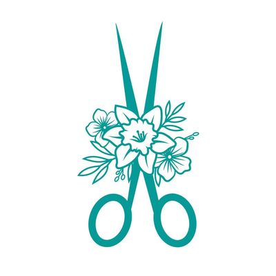 Daffodil Hair Dressing Scissors 11 inch Turquoise Indoor Outdoor Vinyl Decal