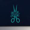 Daffodil Hair Dressing Scissors 11 inch Turquoise Indoor Outdoor Vinyl Decal view 2