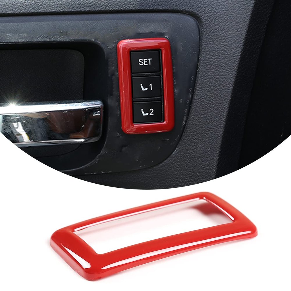 Fit for Toyota Tundra 2014 2015 2016 2017 2018 2019 2020 2021 Car ABS Seat Memory Button Decorative Cover Frame (red)