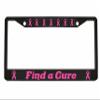 Find a Cure - Breast Cancer Pink Ribbon - License Plate Tag Frame - Breast Cancer Awareness Ribbon Design (Black/Carbon/Dark Pink) view 1