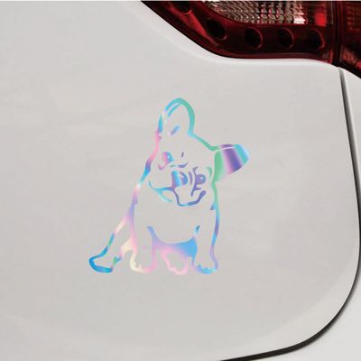 French Bulldog Puppy Cute Dog Decal Vinyl Sticker Car Laptop Window Style C Choose Size Color (8'' x 7.3" (20.3cm x 18.4cm), Holographic)