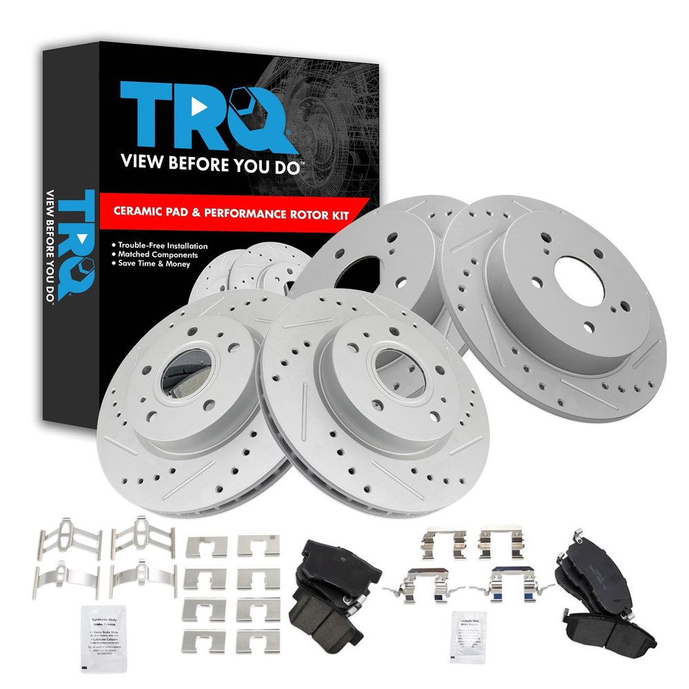 TRQ Performance Front and Rear Brake Pad and Rotor Set Ceramic G Coated