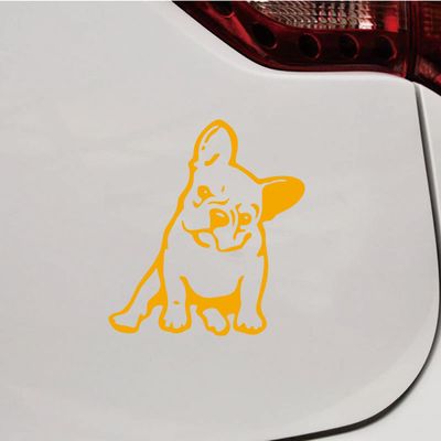 French Bulldog Puppy Cute Dog Decal Vinyl Sticker Car Laptop Window Style C Choose Size Color (16'' x 14.5" (40.6cm x 36.8cm), Yellow)