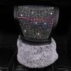 MLOVESIE Plush Auto Gear Shift Knob Cover with Crystal Glitter Bling Rhinestones for Girls,Lady Universal Fit (Bling) (Fur Gray) view 1