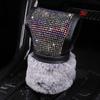 MLOVESIE Plush Auto Gear Shift Knob Cover with Crystal Glitter Bling Rhinestones for Girls,Lady Universal Fit (Bling) (Fur Gray) view 2