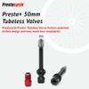 Prestacycle Presta+ 50mm Tubeless Presta Valves, Patented 5-Way Airflow Design, High-Flow No Clog Valve Stem, Fits Tubeless Bike Tires 2 Valves + Prestadapter Tool view 2