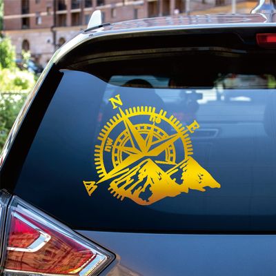 4x4 Off Road Decal Sticker Mountain Compass Car Vinyl Fit for Jeep Ford Chevy Choose Size Color (6'' x 4.8" (15.2cm x 12.2cm), Metallic Gold)