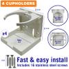 Boat Cup Holder 4 Pack Folding Drink Holders Wall Mount for Boat RV Pontoon Motorhome, Weather Resistant White Marine Cup Holders - Better Boat view 3
