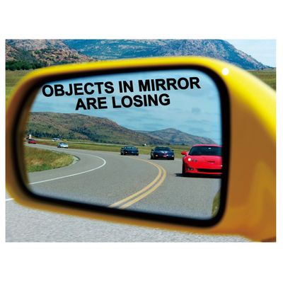 Objects in Mirror are Losing Decal Sticker Funny JDM Car Side Review Mirrors Vinyl for Car Boat Laptop Choose Size Color (8'' x 1.3" (20.3cm x 3.4cm), Black)