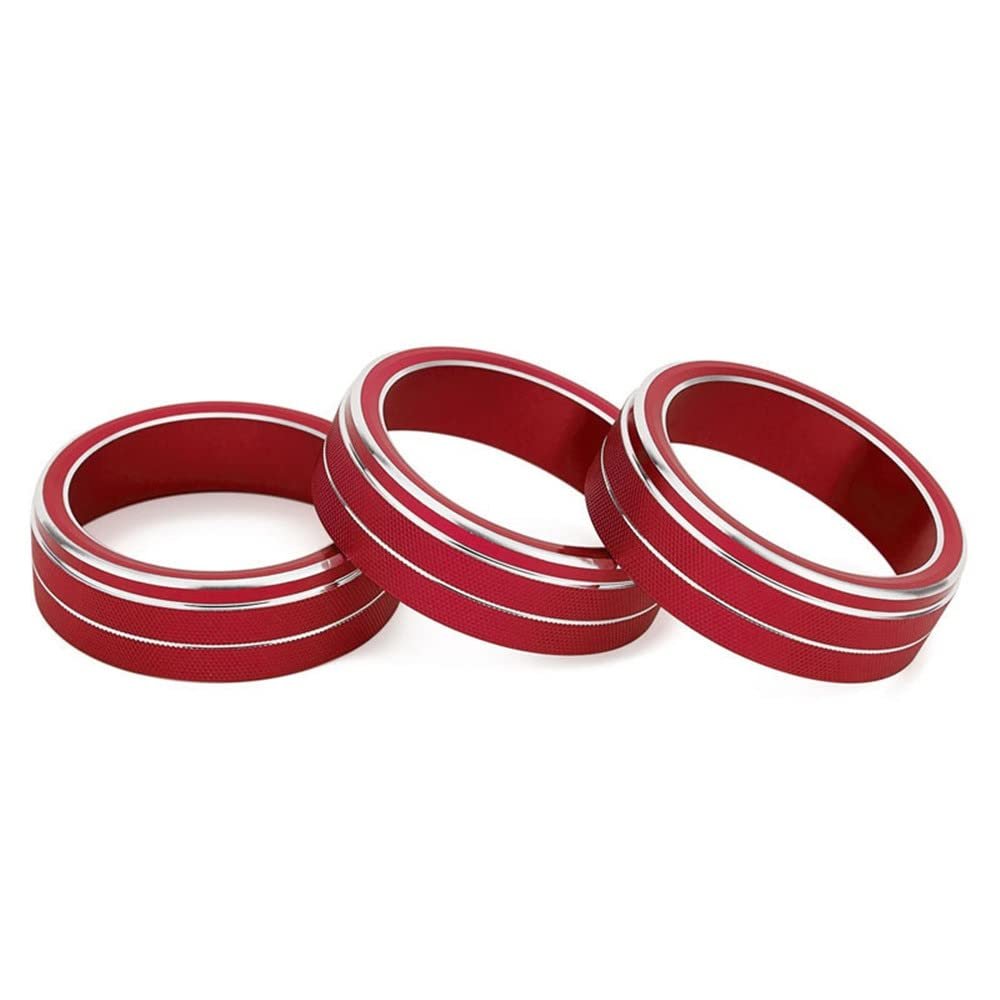 CHEYINGCHIDIY Red Car Air Conditioner Switch Knob Trim Cover Ring Compatible with Skoda Superb KODIAQ Octavia A7