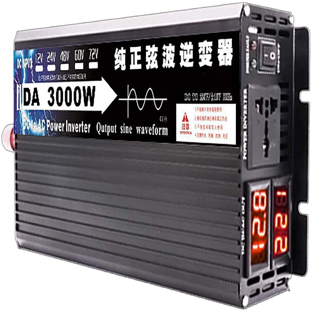 3000W 4000W 5000W 6000W 8000W Watt Pure Sine Wave Inverter 12V 24V 48V 60V to 220V 230V 240V Car Converter Power Inverter for motorhomes,Truck,Boat,camping,household,Van (60Vto110V,3000W)