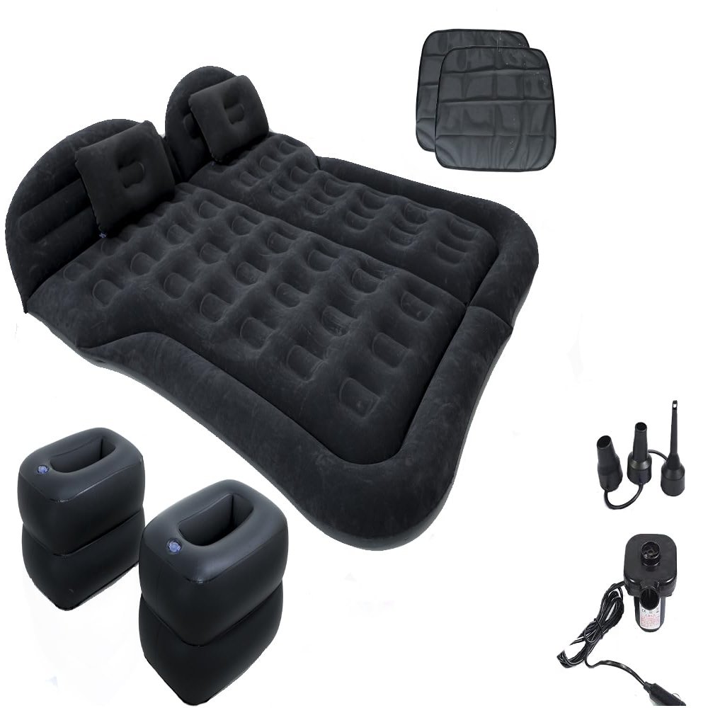 Onirii Inflatable SUV Air Mattress Thickened Flocking Inflatable Car Camping Travel Air Mattress with 2 Pillows & Air Pump,Portable Car Sleeping Bed for SUV|MPV|Minivan