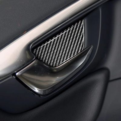 Carbon Fiber Interior Accessories Car Inner Door Bowl Cover Trim For Volvo V60 S60 2010-2018(black)