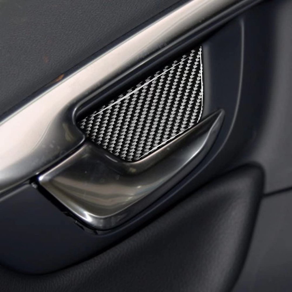 Carbon Fiber Interior Accessories Car Inner Door Bowl Cover Trim For Volvo V60 S60 2010-2018(black)