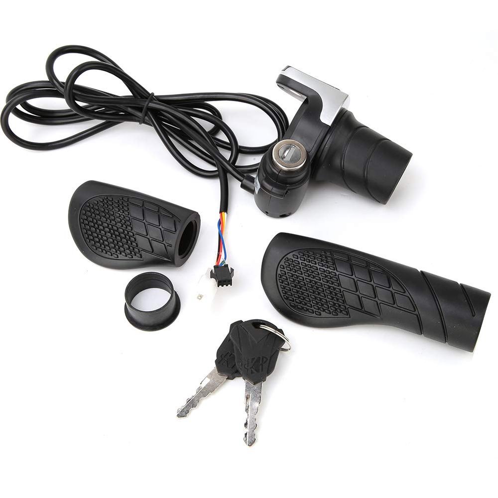 Astibym Electric Bike Throttle , Display Remaining Power 36V Wear1 . 6 m Cable Bike Handlebar Throttle with Key Lock for 22 22 . 8 Mm Handlebar