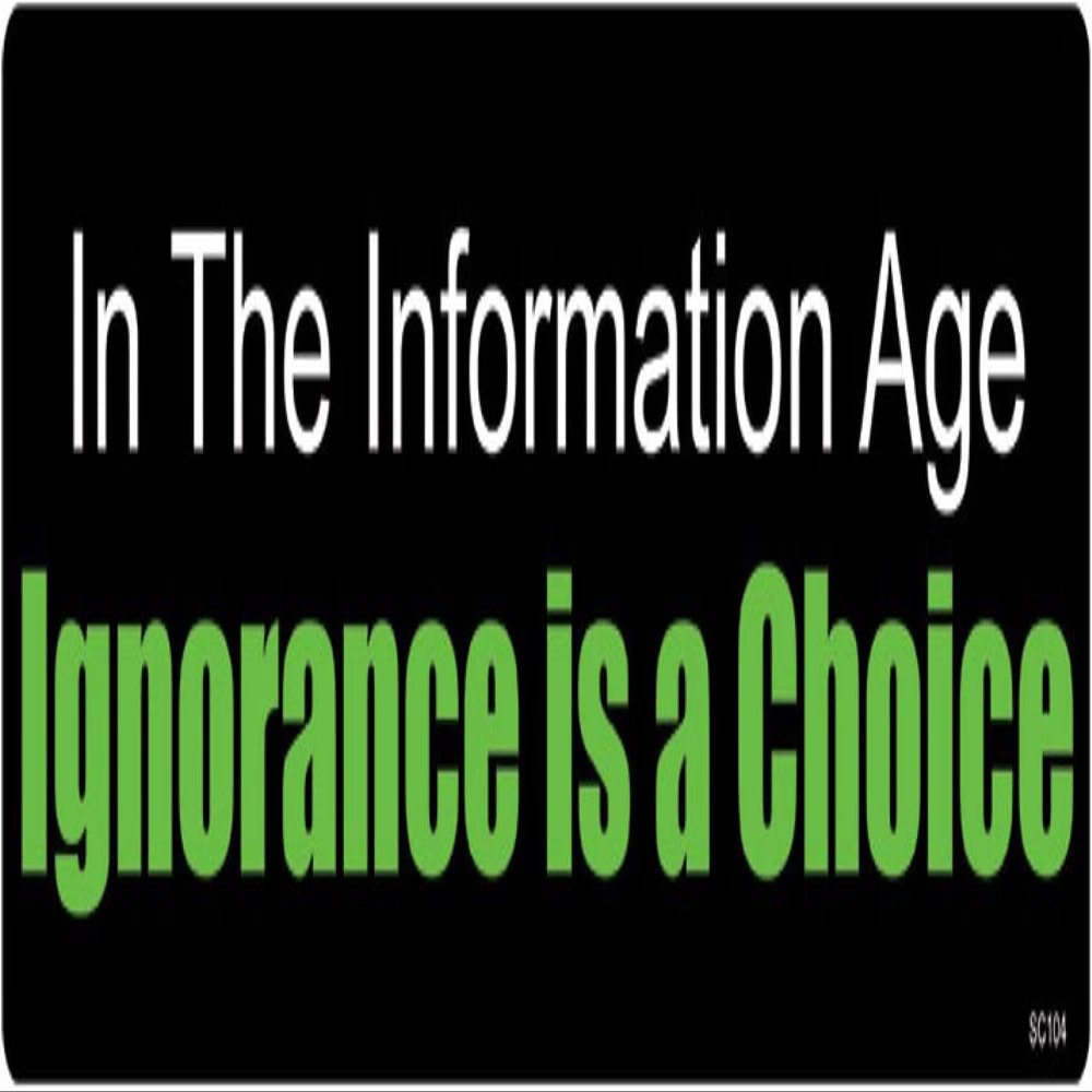 Gear Tatz -in The Information Age, Ignorance is a Choice - Political Bumper Sticker - 3 x 10 inches - Professionally Made in The USA - (Magnetic,X1)