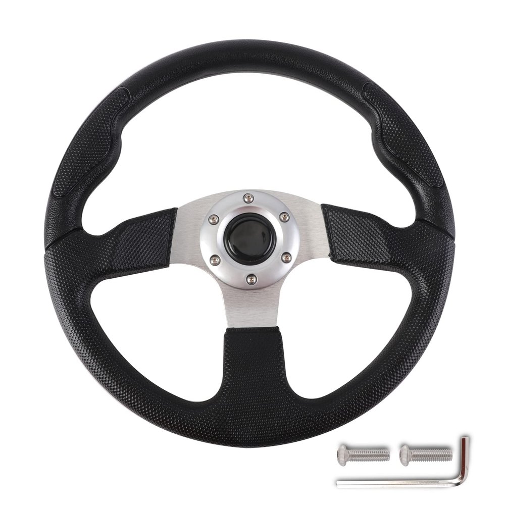 13.7" Silver Spokes Golf Cart Steering Wheel for Golf Cart Club Car DS and Precedent Yamaha RXV TXT EZGO Steering Wheel