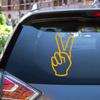 Peace Sign Hand Gesture Decal Vinyl Sticker Die Cut No Background for Car Boat Laptop Choose Size Color (36'' x 19.3" (91.4cm x 48.9cm), Yellow) view 1