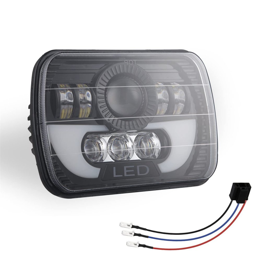 300W 7X6 5X7 Led Headlights Brighter Upgraded Led Sealed Beam Headlamps with High Low Beam H6054 6054 Led Headlights Replacement with H4 Adapters,1pcs