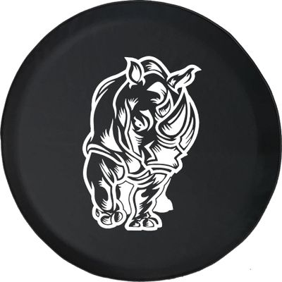 RV Spare Tire Cover - Tire Accessories for Campers, SUVs, Trailers, Trucks, RVs and More | African Rhino Black 27 Inch