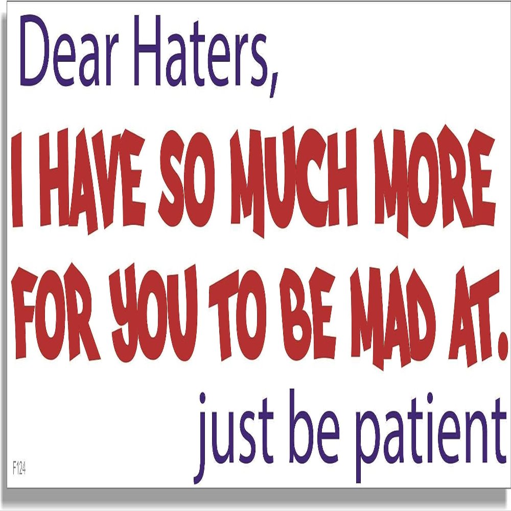 Gear Tatz - Dear Haters, I Have So Much More for You to Be Mad at. Just Be Patient - Funny Car Magnet - 2.75 x 9.5 inches - Professionally Made in The USA(Magnetic, X1)