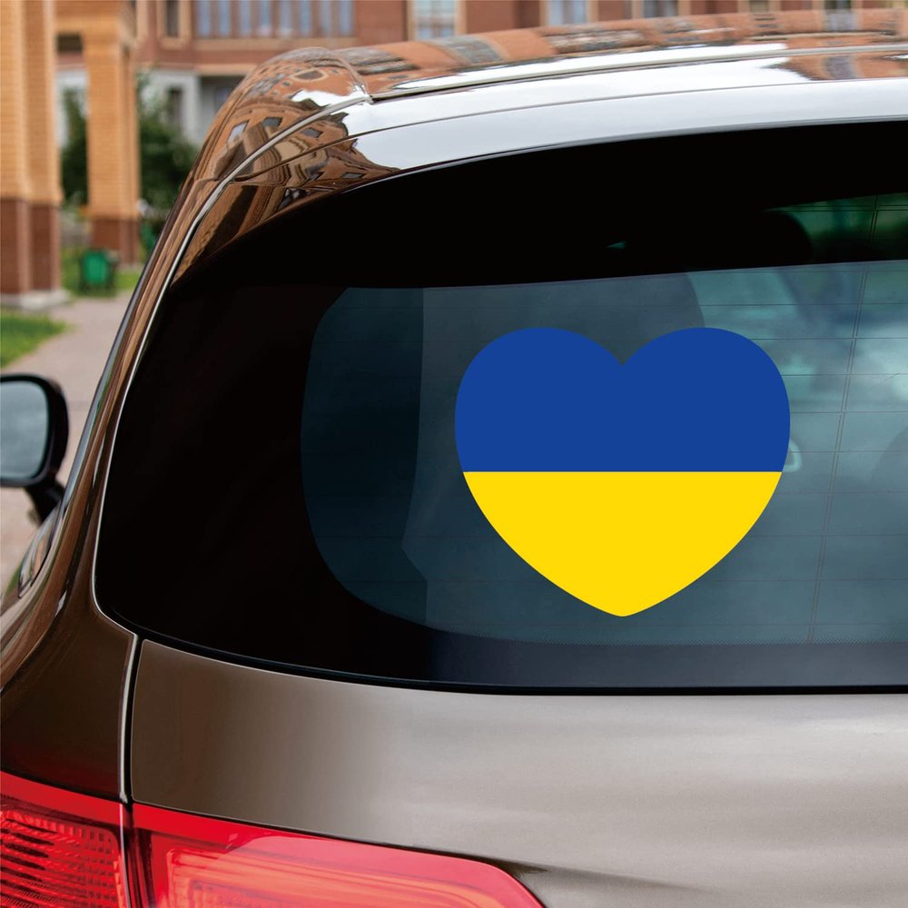 Love Ukraine Ukrainian Flag Heart Sticker Decal Vinyl Reflective Glossy for Car Boat Laptop Pick Size (20'' x 17.2" (50.8cm x 43.8cm), Reflective)