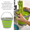 Collapsible Bucket, Portable Foldable Silicone Plastic Bucket with Handle Sand Bucket for Car Hiking Backpacking Camping Outdoor Survival (Green view 2