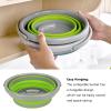 Collapsible Bucket, Portable Foldable Silicone Plastic Bucket with Handle Sand Bucket for Car Hiking Backpacking Camping Outdoor Survival (Green view 4