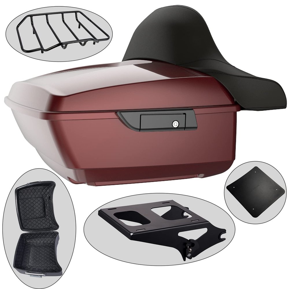 Advanblack King Tour Trunk Pack Backrest Pad Fit For Color-Matched '97-'22 Harley Touring Street Electra Road King Road Glide Street Glide 2011 12 13 14 15 16 17 18 19+