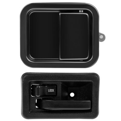 LUJUNTEC 1997-2004 for Jeep for Wrangler - Interior & Exterior Front Door Handle Set - Driver Side - 2pcs - Black - OEM Replacement Parts 55176383AE, 79398, 55176477, 55176477AB, 79540