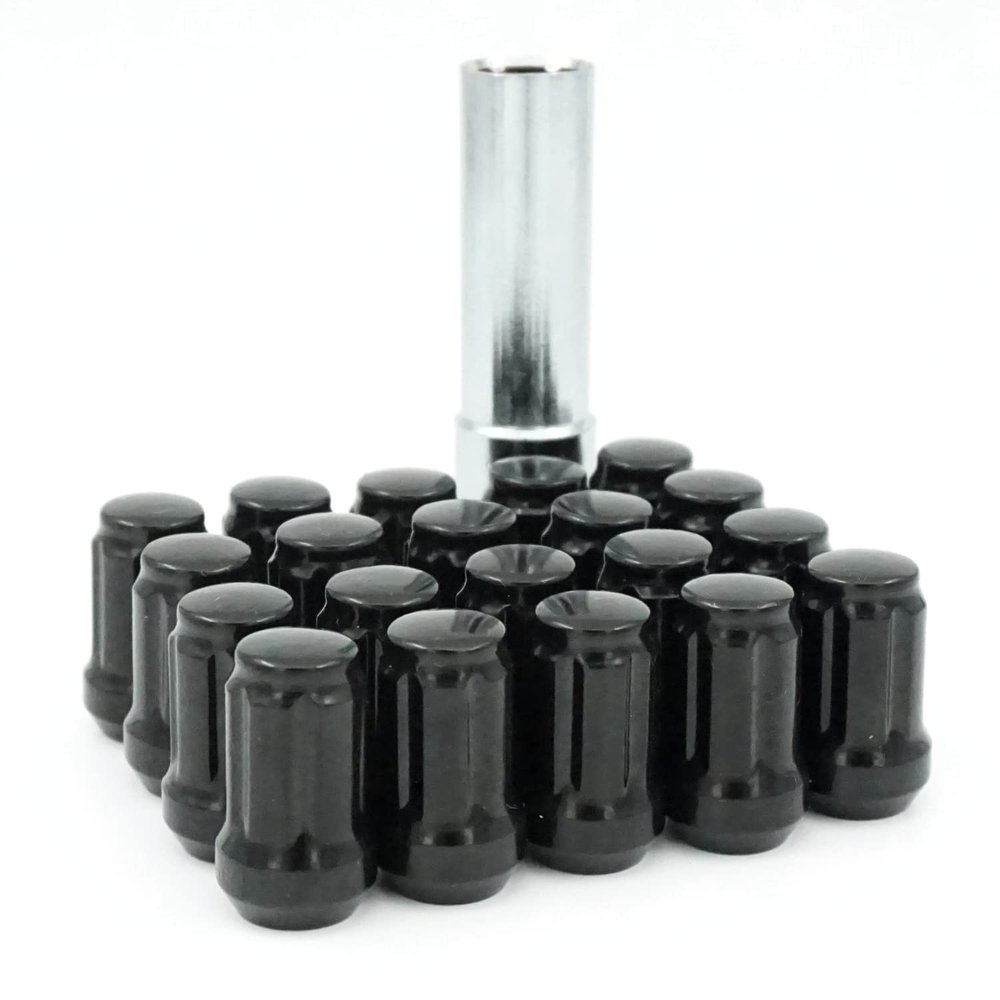 14x1.5 Bulge Acorn Spline Lug Nuts 1.38" 5 Lug Install Kit Black
