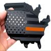 eVerHITCH USA Black Flag Map Metal Auto Fender Forward and Reverse Emblem for Cars Trucks (7"x4", Black with Orange Line) view 1