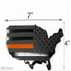 eVerHITCH USA Black Flag Map Metal Auto Fender Forward and Reverse Emblem for Cars Trucks (7"x4", Black with Orange Line) view 3