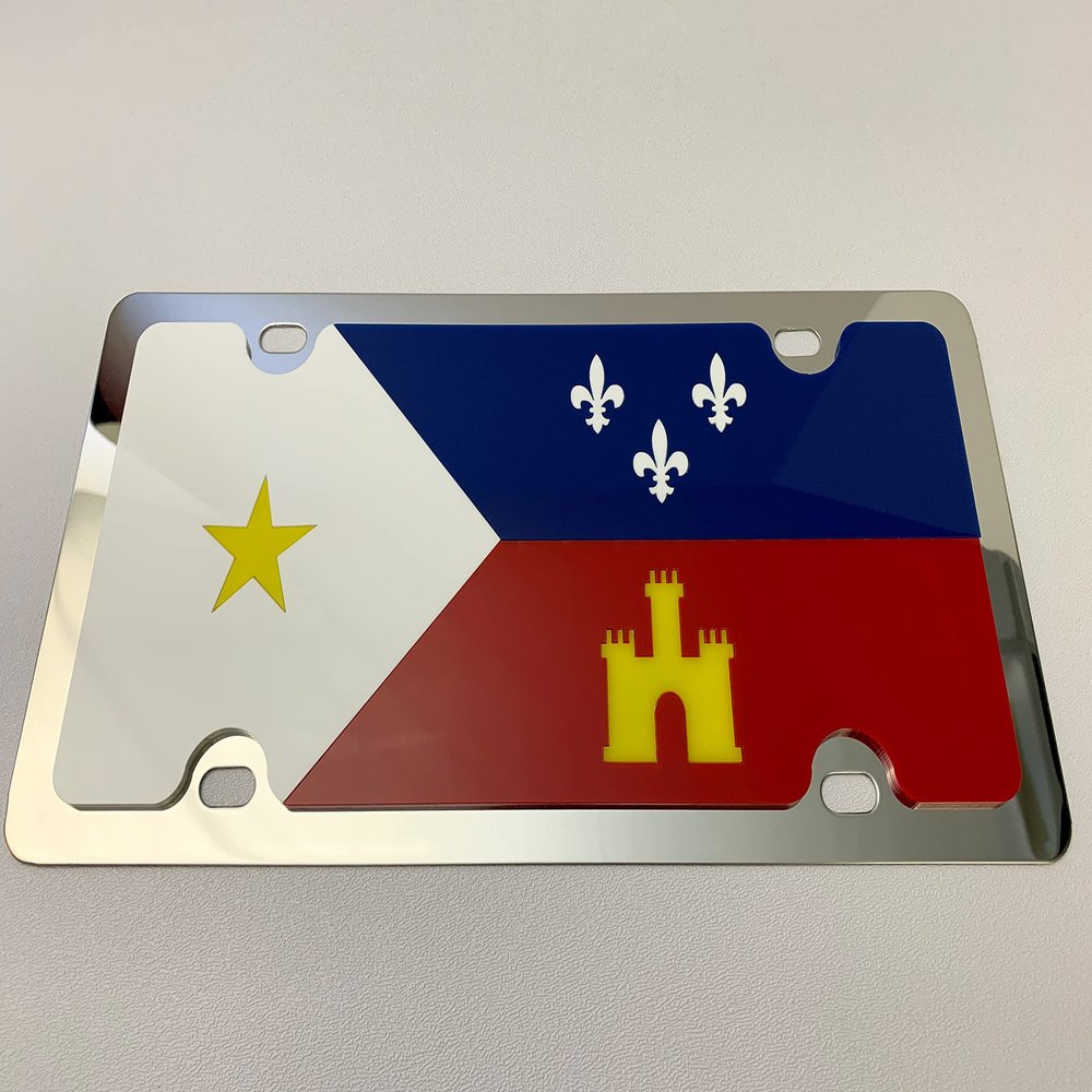 Eurosport Daytona- Compatible with -, Acadiana Flag - Stainless Steel License Plate