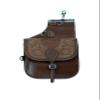 Daarkgreen Leather Western Saddle Bag Dark Brown with Floral Tooling view 3