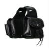 Daarkgreen Leather Western Saddle Bag with Water Bottle Pocket, Floral Design, Color Black. view 1