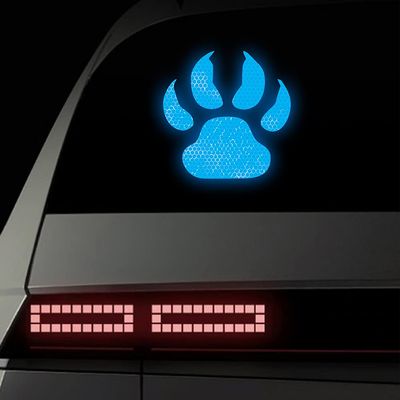 4pcs Reflective Paw Print Stickers, Paw Stickers for Cars, Highly Reflective Stickers Animal Footprint Decals, No Background Vinyl Stickers for Cars Windows Walls Laptops etc (Blue)