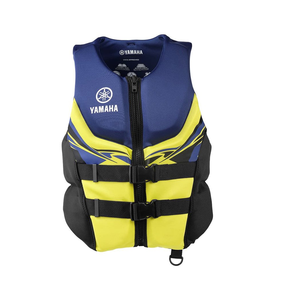 Yamaha Motor Corp. Men's Neoprene Two-Buckle PFD Life Jacket Vest (X-Large, Navy/Yellow/Black) (318 (MAR-22VNE))