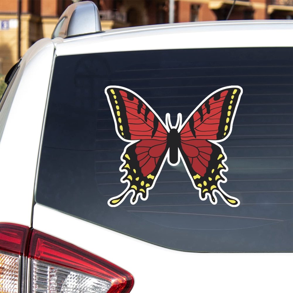 Beautiful Butterfly Colorful Vinyl Decal Sticker for Car Boat Laptop Reflective Glossy Choose Size 032104 (16'' x 14" (40.6cm x 35.7cm), Glossy)
