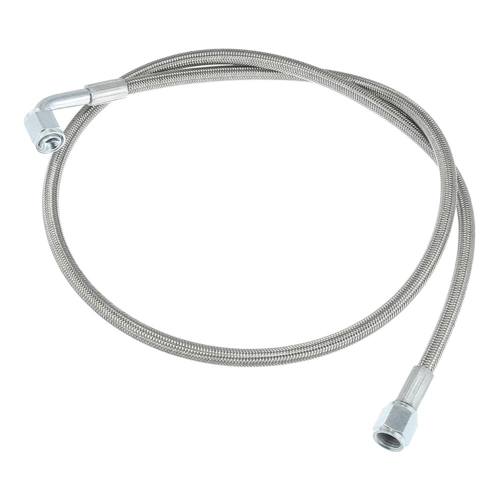 X AUTOHAUX 4AN Turbo Oil Feed Line 36" Length Stainless Steel Braided AN4 90 Degree Straight Hose End Pressure Remote Turbocharger Oil Drain Return Line