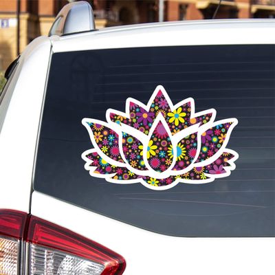 Lotus Flower Floral Yoga India Vinyl Decal Sticker Daisy Sunflower Colorful Purple for Car Boat Laptop Reflective Glossy Choose Size (10'' x 6.7" (25.4cm x 16.9cm), Reflective)