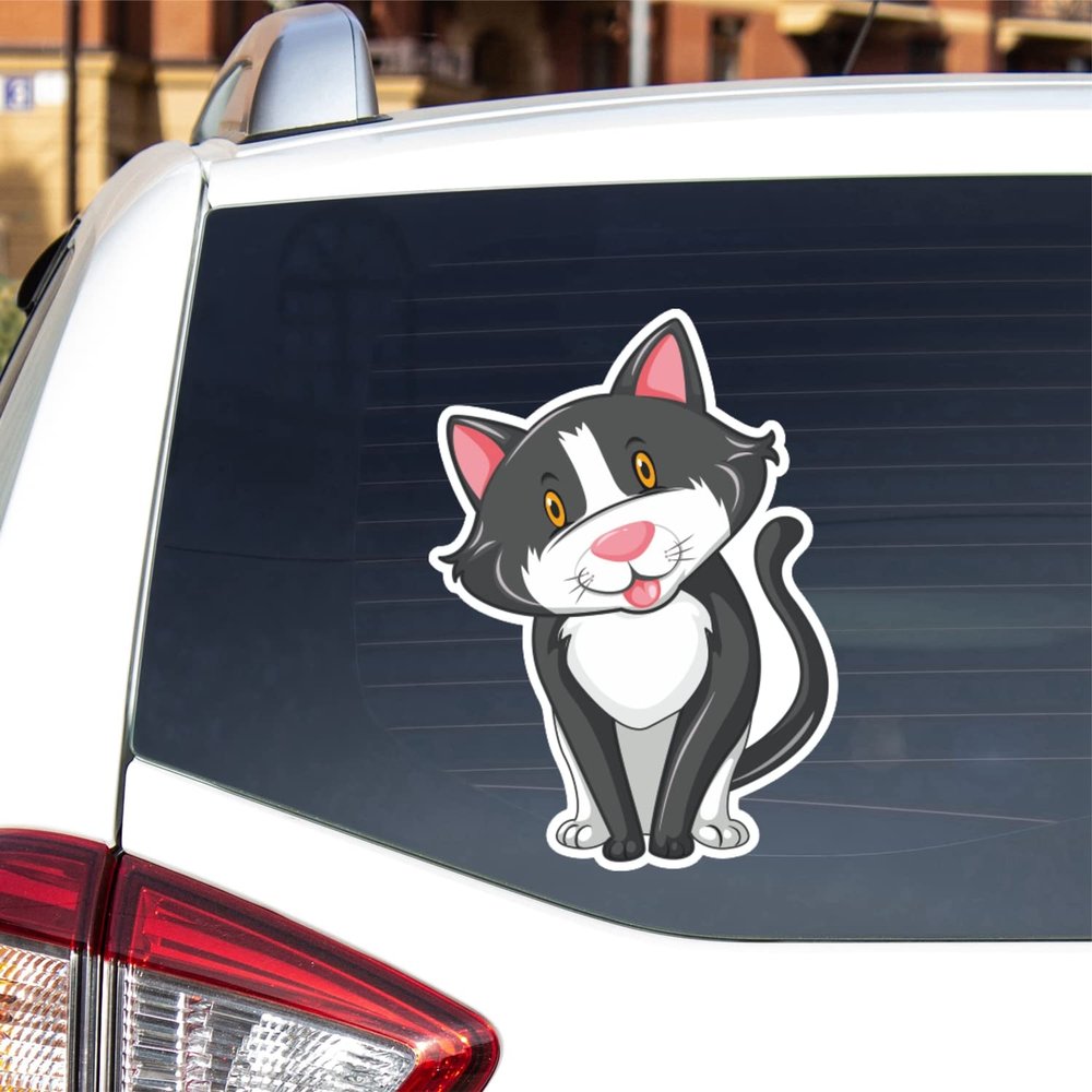 Cute Cat Kitty Vinyl Decal Sticker for Car Boat Laptop Reflective Glossy Choose Size 032202 (16'' x 11.8" (40.6cm x 30cm), Reflective)